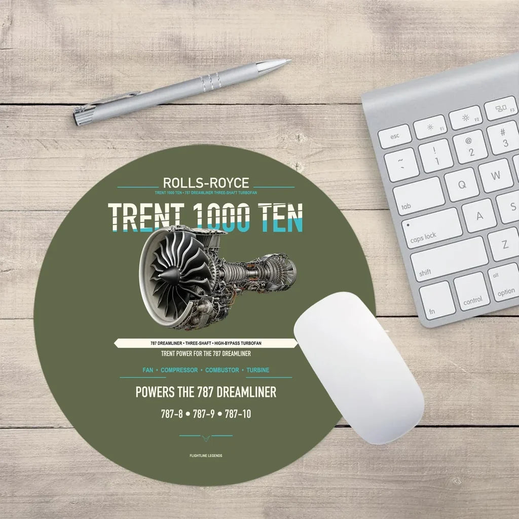 TRENT 1000 TEN design on green army round mouse pad