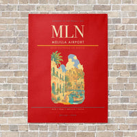 Thumbnail for Melilla Airport MLN vertical canvas print - no frame - red background