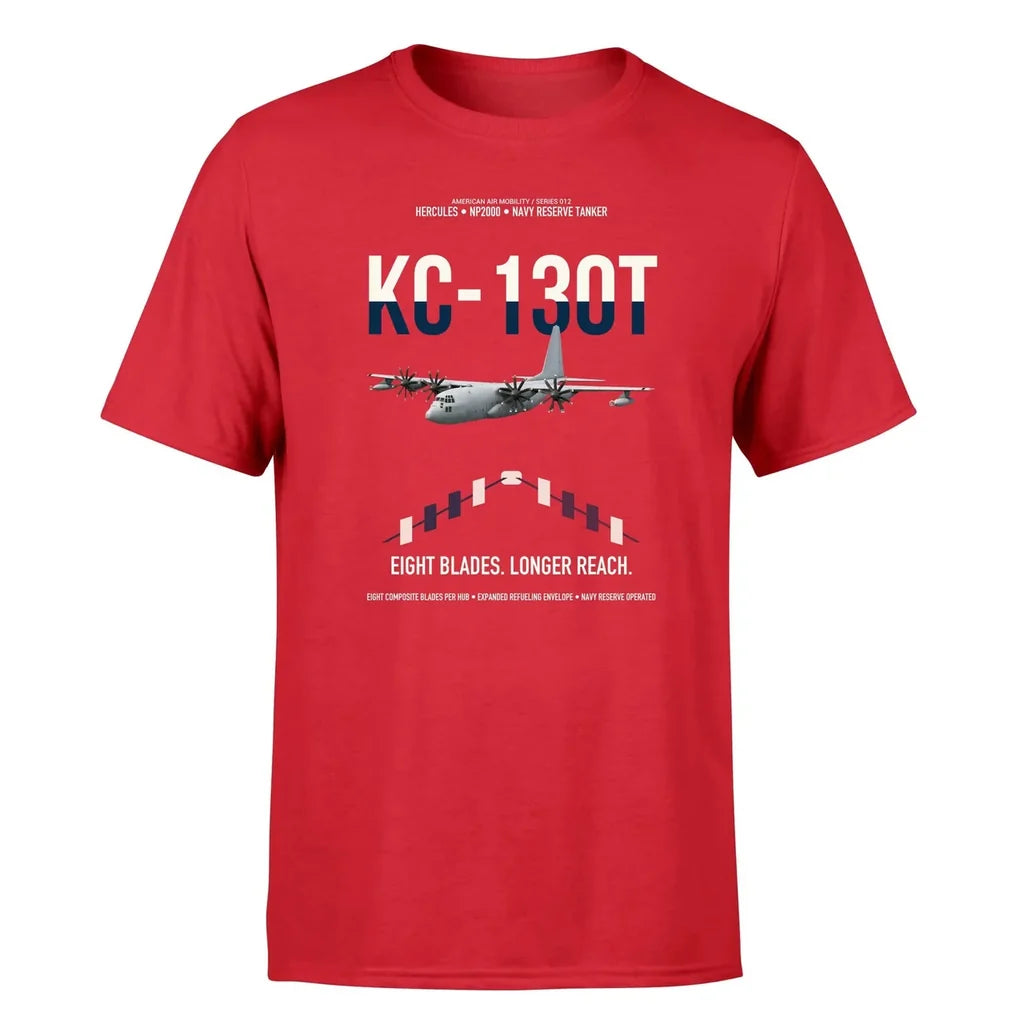 KC-130T NP2000 design on red double-side t-shirt, single-side print