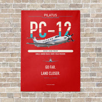 Thumbnail for Pilatus PC-12 PRO vertical canvas print - no frame - red background