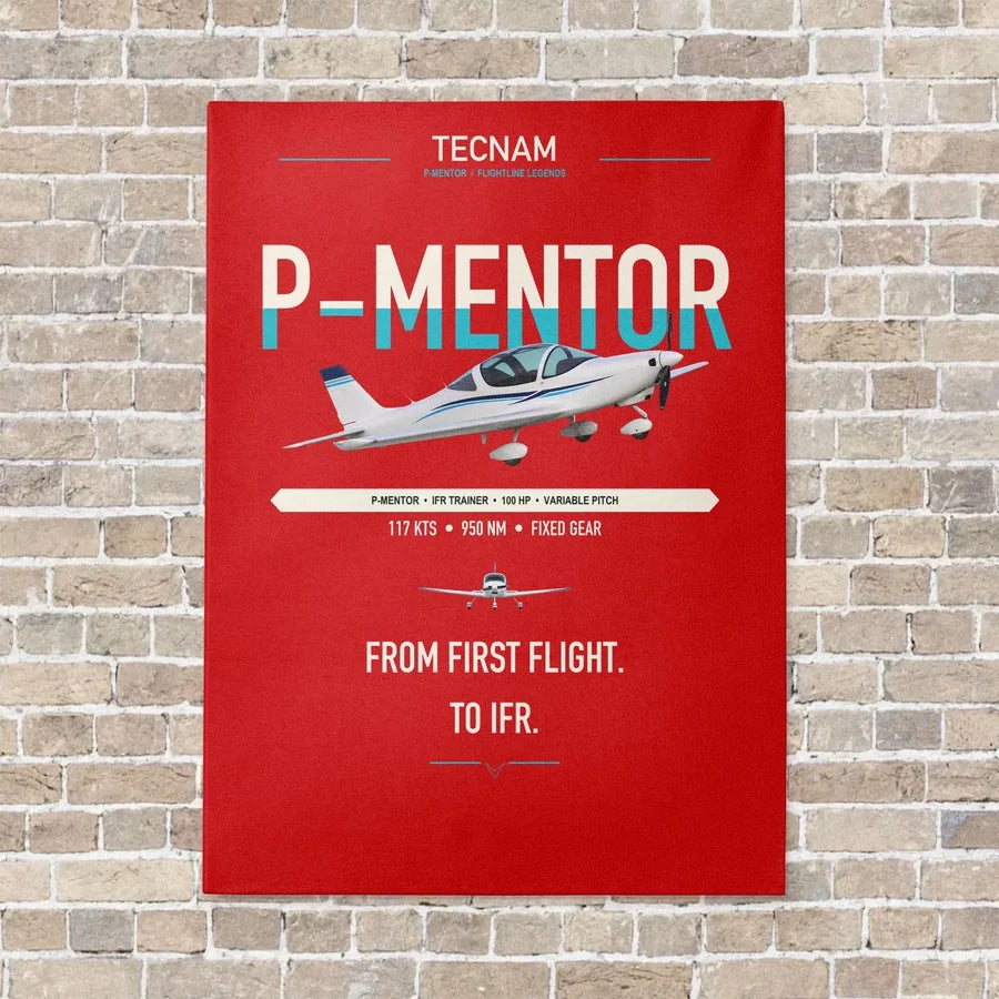 Tecnam P-Mentor vertical canvas print - no frame - red background