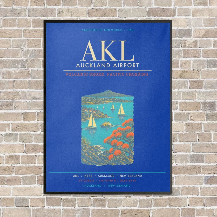 Auckland Airport AKL - Canvas Framed - Blue