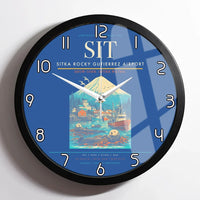 Thumbnail for Sitka Rocky Gutierrez Airport (SIT) design on blue framed wall clock