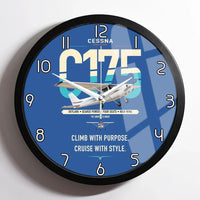 Thumbnail for Cessna 175 Skylark design on blue framed wall clock