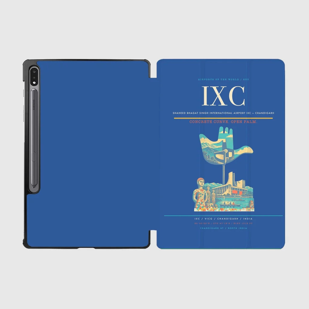 Shaheed Bhagat Singh International Airport (IXC) design on blue samsung tablet tablet case
