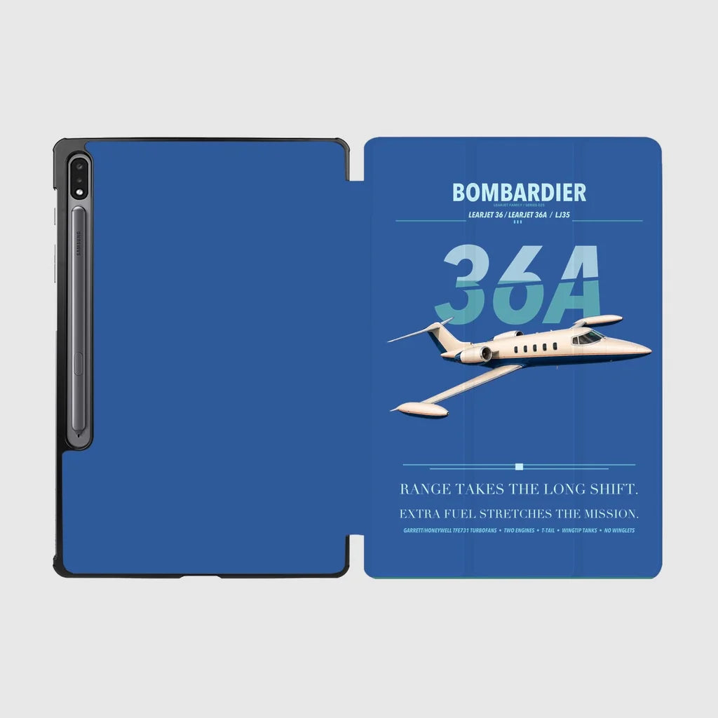 Bombardier Learjet 36A design on blue samsung tablet tablet case