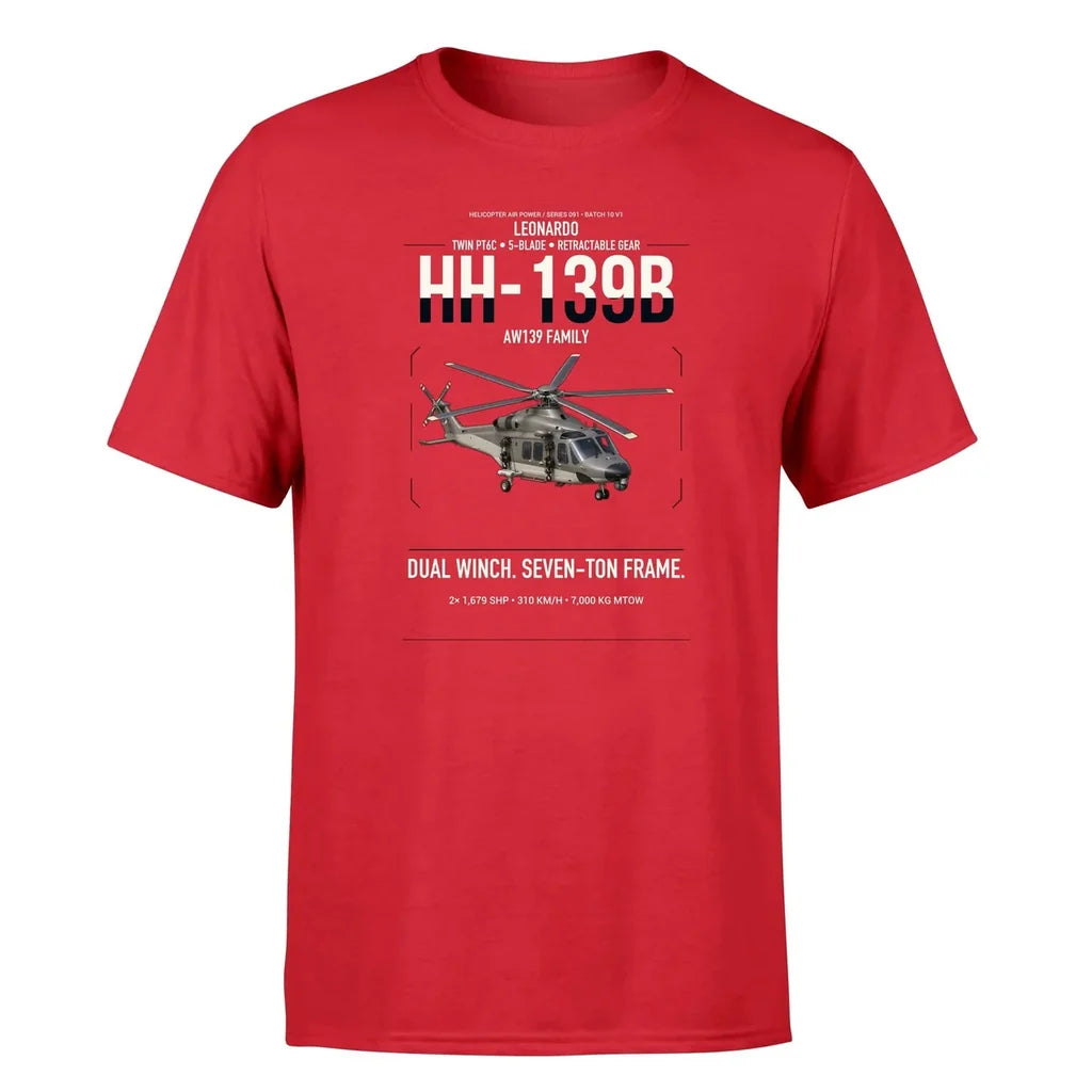Leonardo HH-139B design on red t-shirt, single-side print