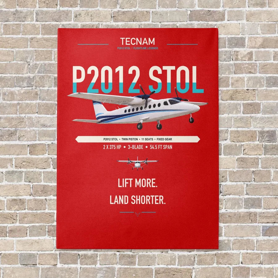 Tecnam P2012 STOL vertical canvas print - no frame - red background