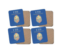 Thumbnail for Udon Thani International Airport (UTH) design on blue 4 pieces set coaster