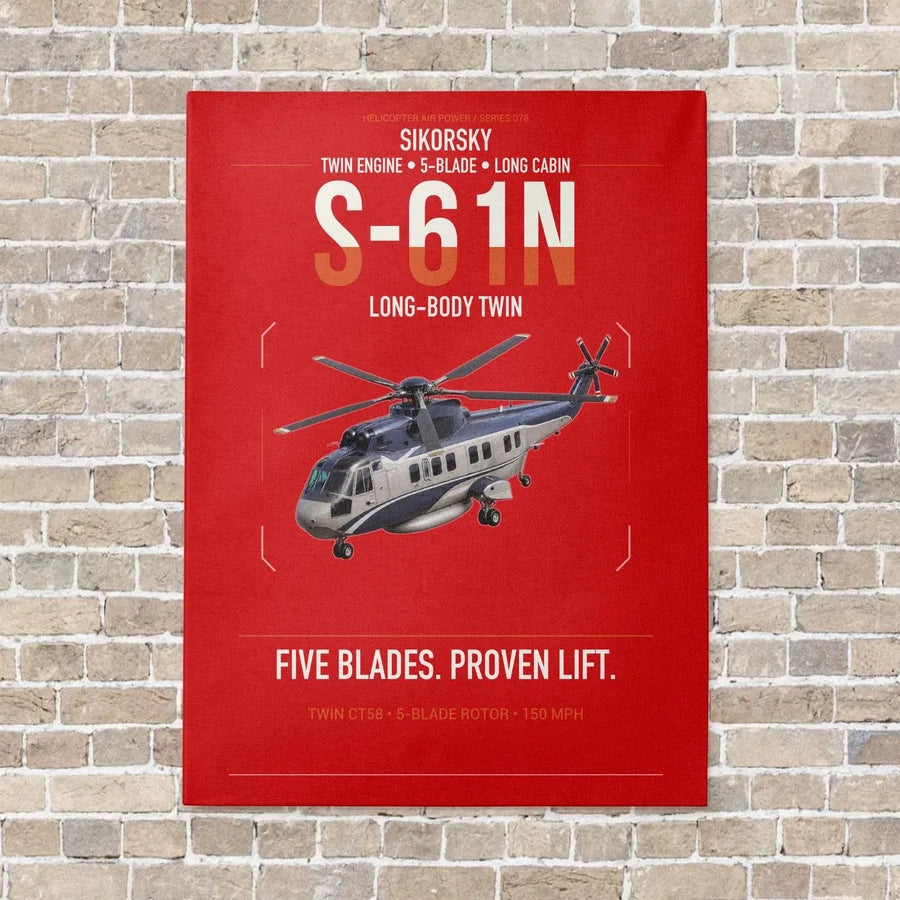 Sikorsky S-61N vertical canvas print - no frame - red background