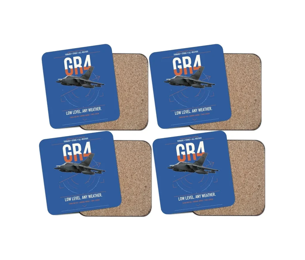 Panavia Tornado GR4 design on blue 4 pieces set coaster
