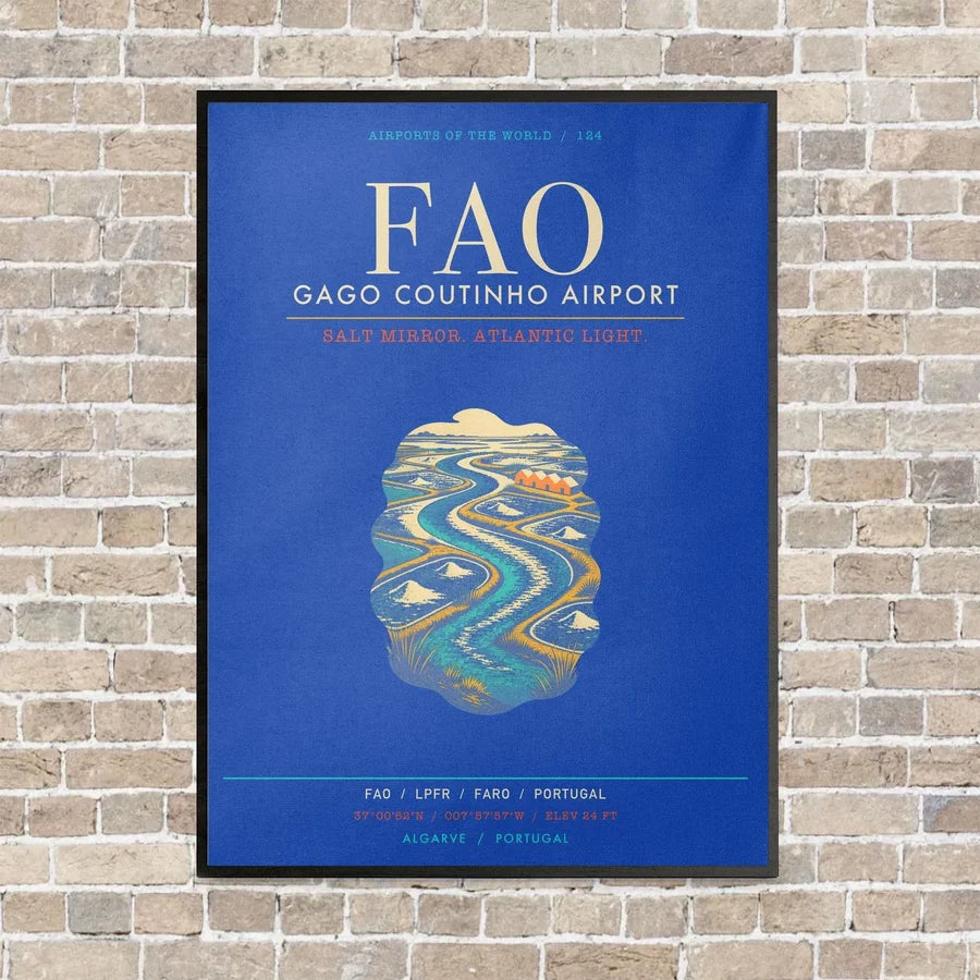 Gago Coutinho Airport Faro FAO - Canvas Framed - Blue