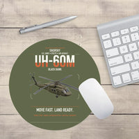 Thumbnail for Sikorsky UH-60M Black Hawk design on green army round mouse pad