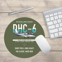 Thumbnail for DHC-6 Twin Otter Classic 300-G design on green army round mouse pad