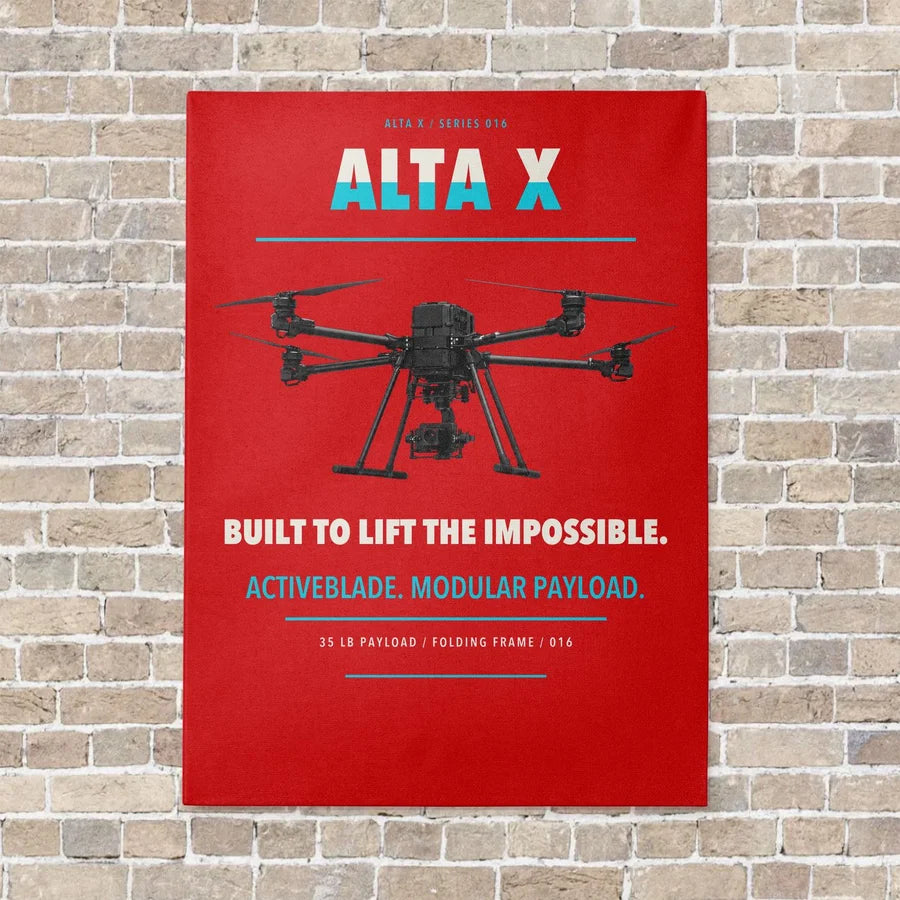 Freefly Alta X vertical canvas print - no frame - red background