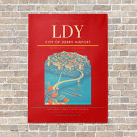 Thumbnail for City of Derry Airport LDY vertical canvas print - no frame - red background
