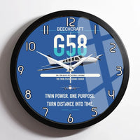 Thumbnail for Beechcraft Baron G58 design on blue framed wall clock