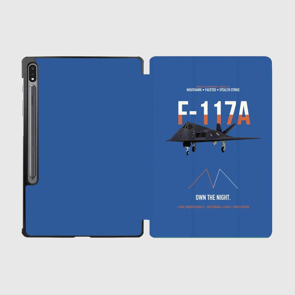 F-117A Nighthawk Own The Night design on blue samsung tablet tablet case