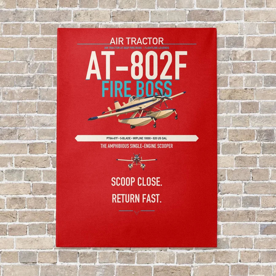 Air Tractor AT-802F Fire Boss vertical canvas print - no frame - red background