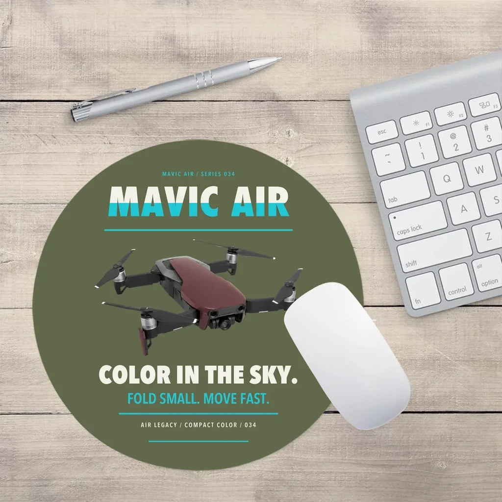 DJI Mavic Air design on green army round mouse pad