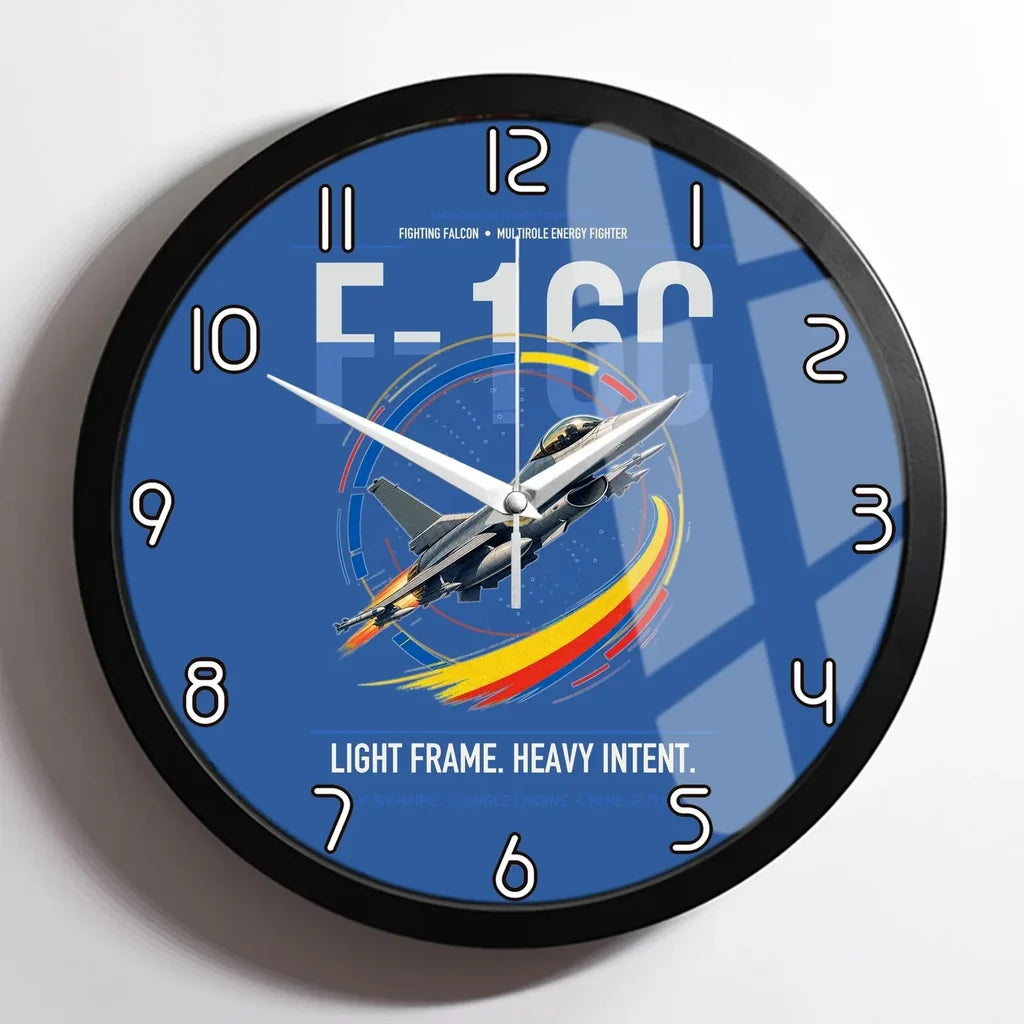 F-16C Fighting Falcon design on blue framed wall clock