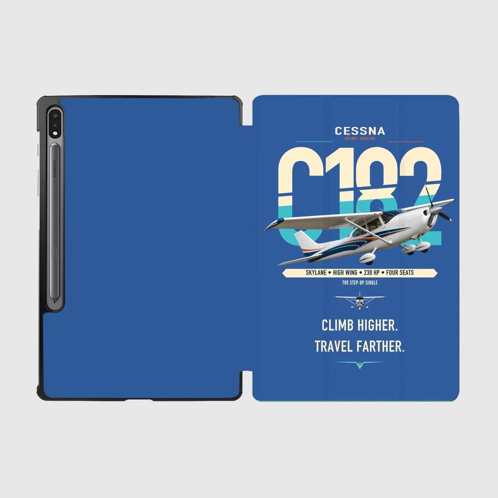 Cessna 182 Skylane design on blue samsung tablet tablet case