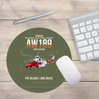 Thumbnail for Leonardo AW189 design on green army round mouse pad