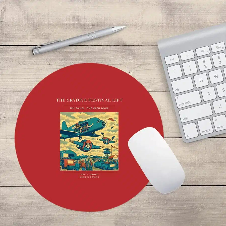 VINTAGE G4471 - The Skydive Festival Lift - Designed Mouse Pads design on red round