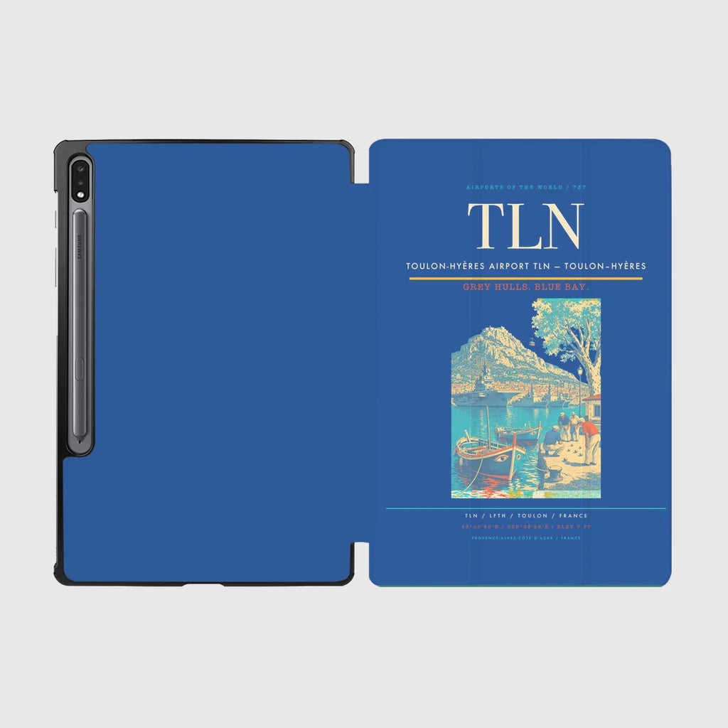 Toulon-Hyères Airport (TLN) design on blue samsung tablet tablet case