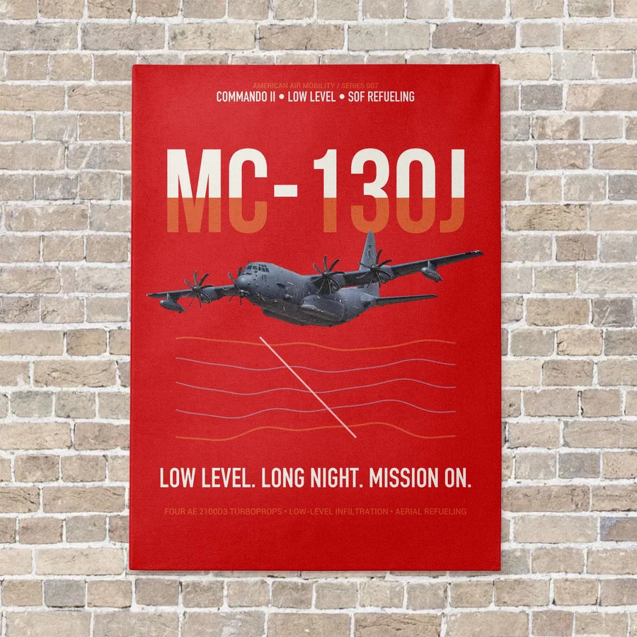 MC-130J COMMANDO II vertical canvas print - no frame - red background