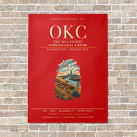 Thumbnail for OKC Will Rogers International Airport OKC vertical canvas print - no frame - red background