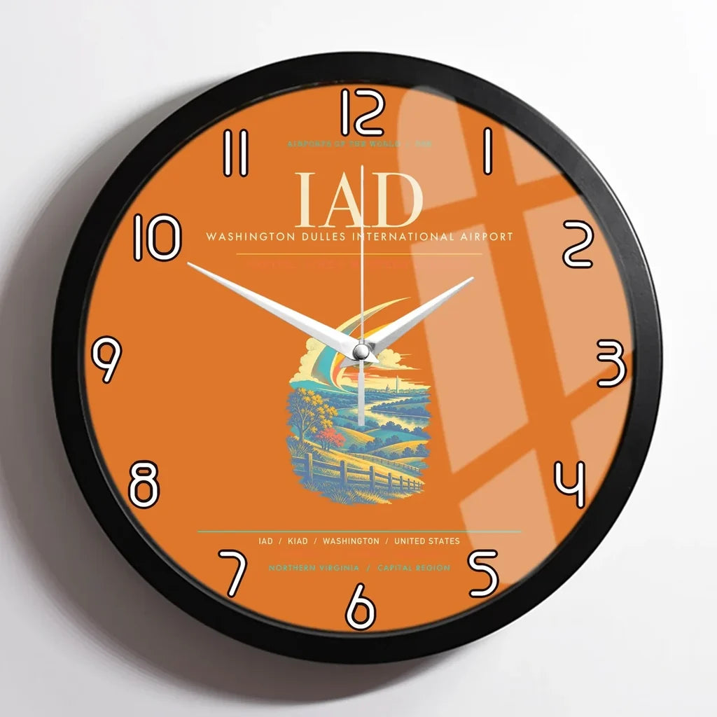 Washington Dulles International Airport IAD Wall-Clock Framed - Orange