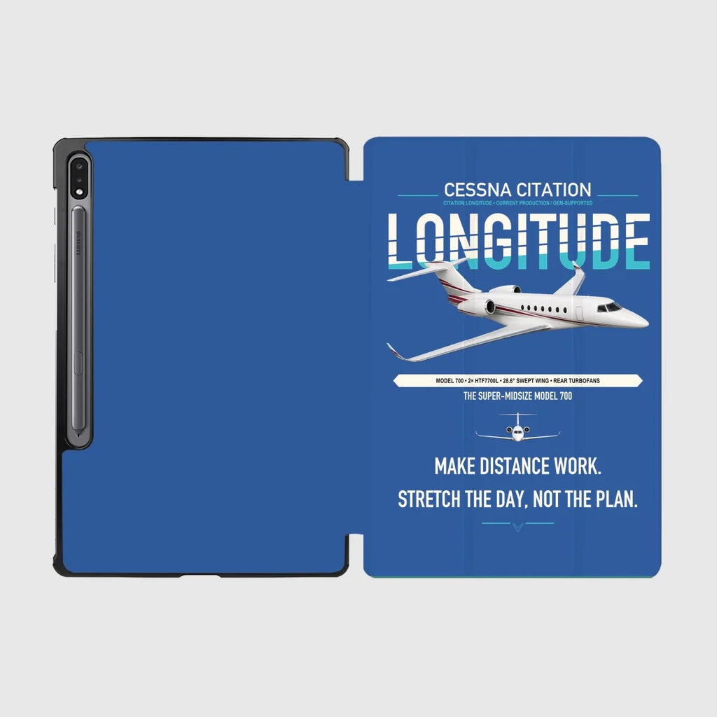 Cessna Citation Longitude design on blue samsung tablet tablet case
