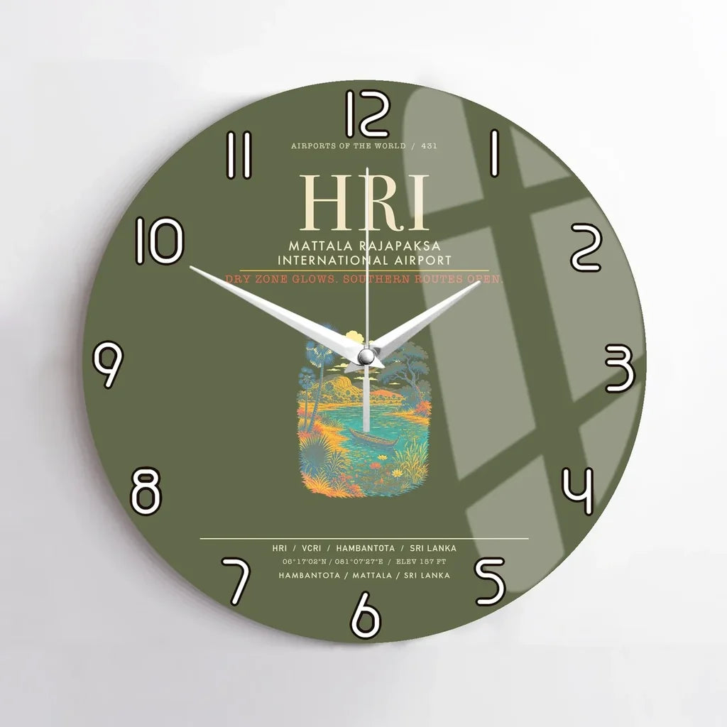 Mattala Rajapaksa International Airport HRI Wall-Clock No-Frame - Green Army