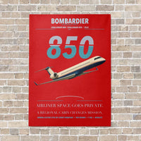 Thumbnail for Bombardier Challenger 850 vertical canvas print - no frame - red background