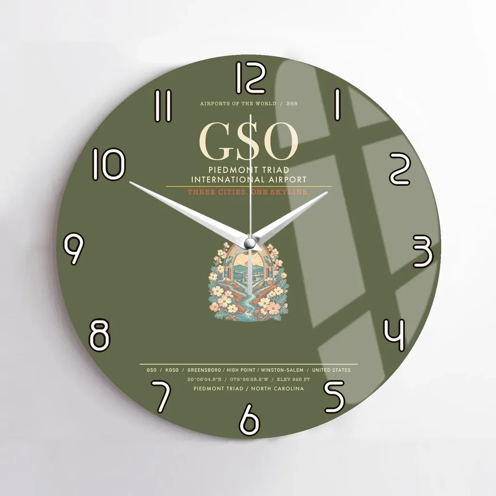 Piedmont Triad International Airport GSO Wall-Clock No-Frame - Green Army