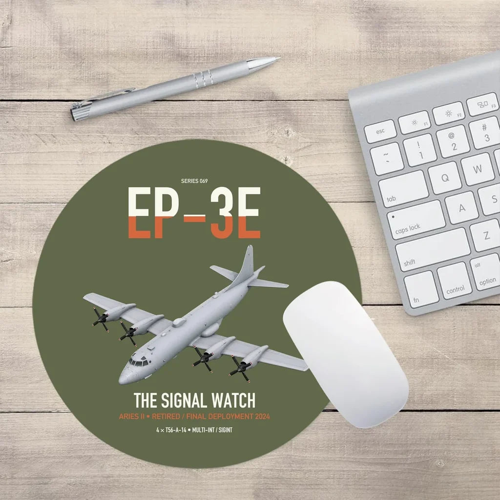 EP-3E ARIES II design on green army round mouse pad