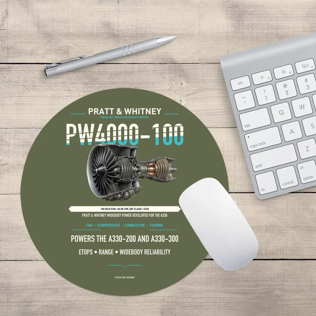 PW4000-100 design on green army round mouse pad