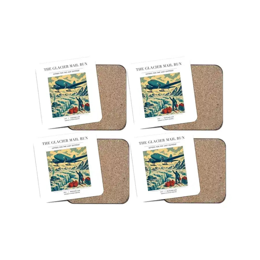 The Glacier Mail Run - Designed Coasters design on white 4-pieces-set