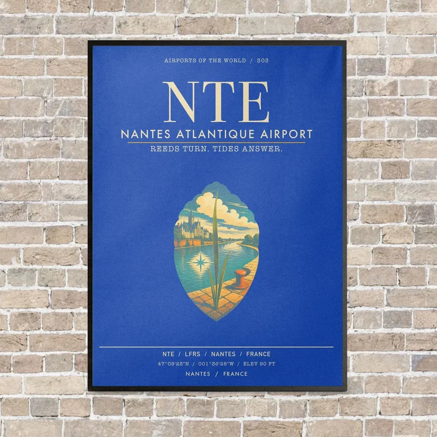 Nantes Atlantique Airport NTE - Canvas Framed - Blue