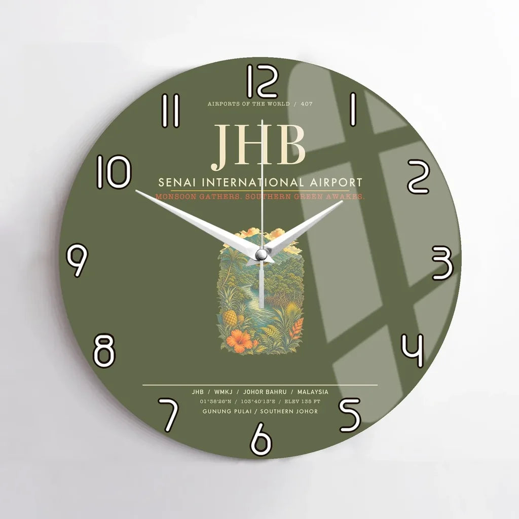 Senai International Airport Johor Bahru JHB Wall-Clock No-Frame - Green Army