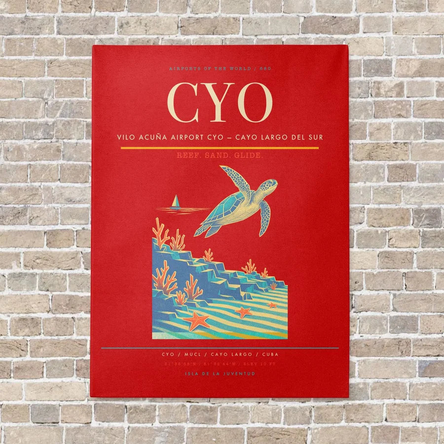 Vilo Acuña Airport CYO — Cayo Largo del Sur vertical canvas print - no frame - red background
