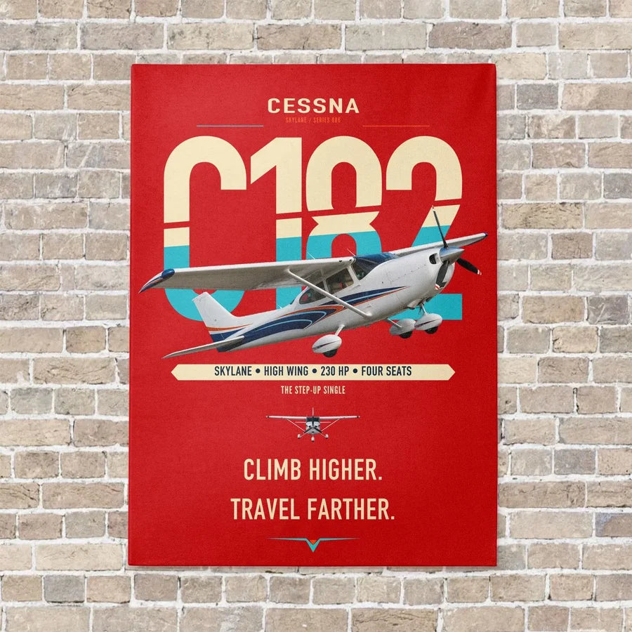 Cessna 182 Skylane vertical canvas print - no frame - red background
