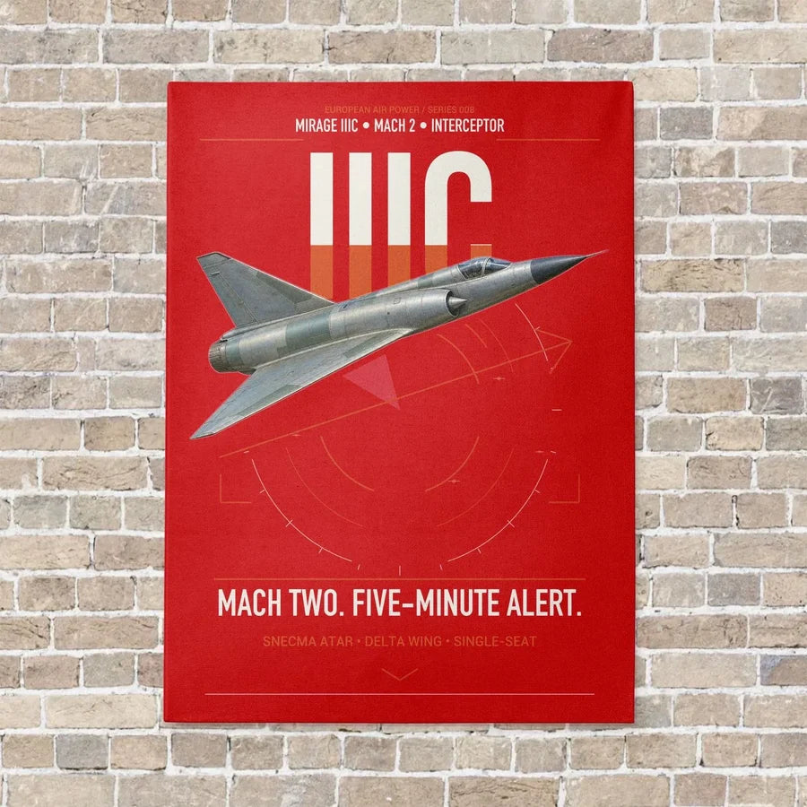 Dassault Mirage IIIC vertical canvas print - no frame - red background
