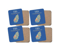 Thumbnail for Tbilisi International Airport (TBS) design on blue 4 pieces set coaster