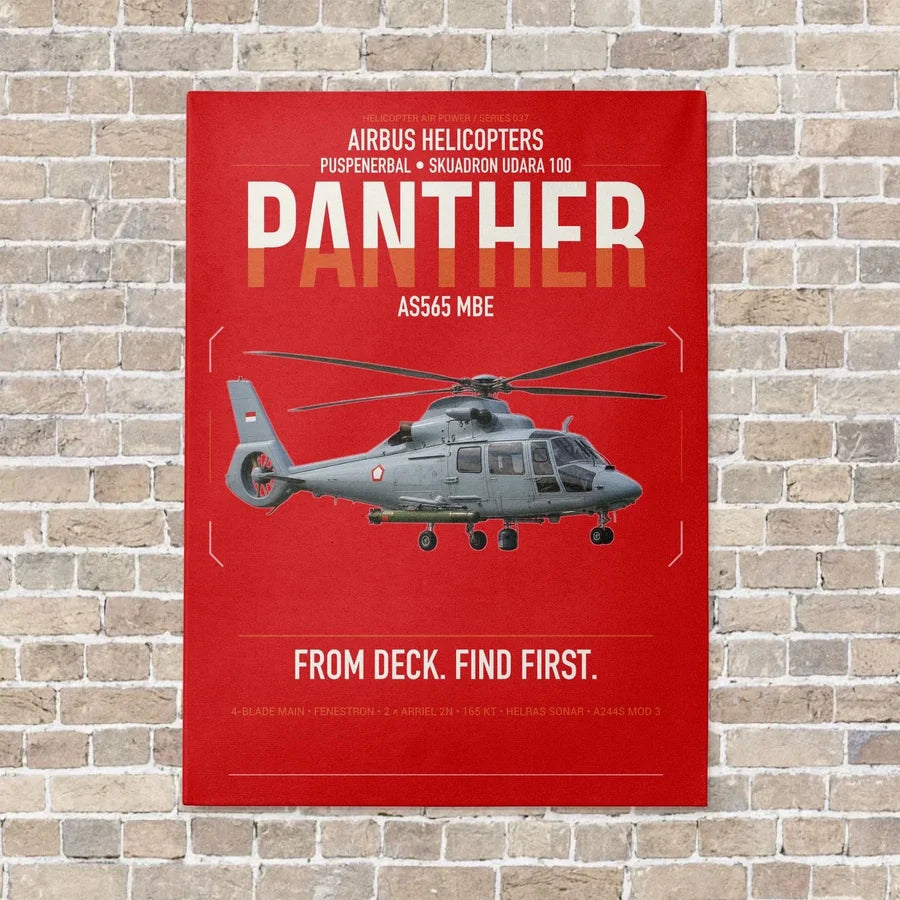 Airbus Helicopters AS565 MBe Panther vertical canvas print - no frame - red background