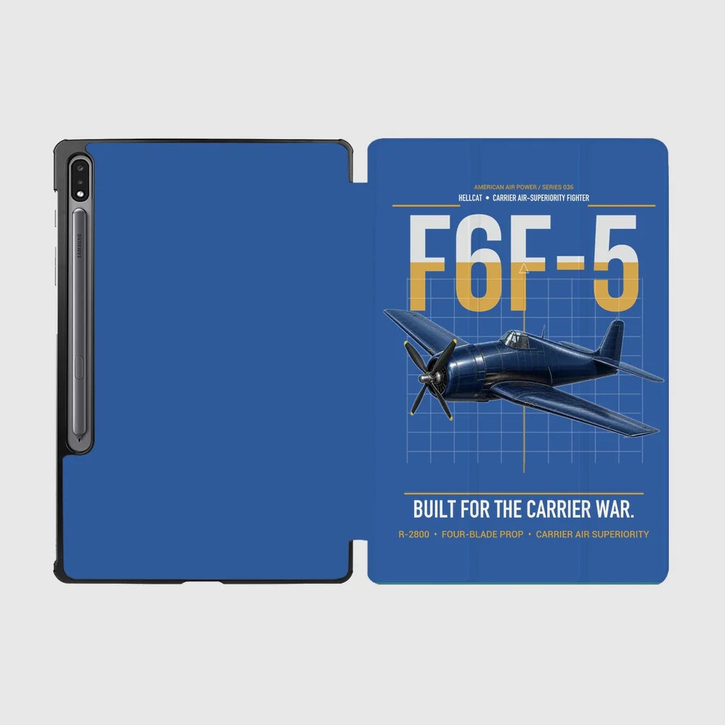 F6F-5 Hellcat design on blue samsung tablet tablet case