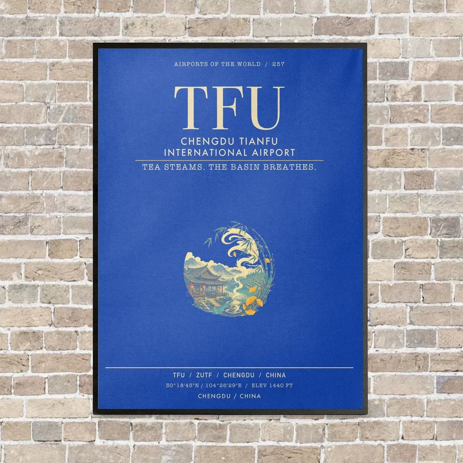 Chengdu Tianfu International Airport TFU - Canvas Framed - Blue