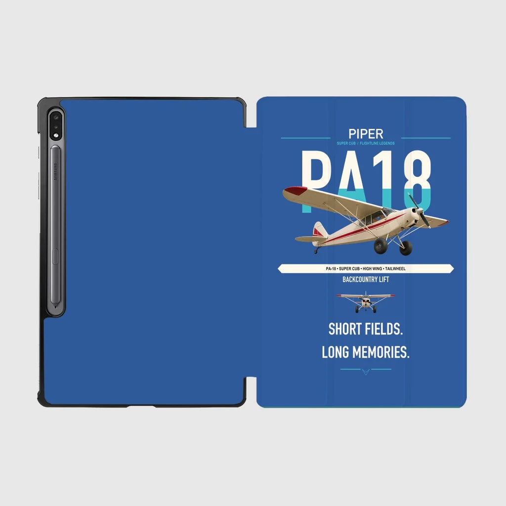 Piper PA-18 Super Cub design on blue samsung tablet tablet case