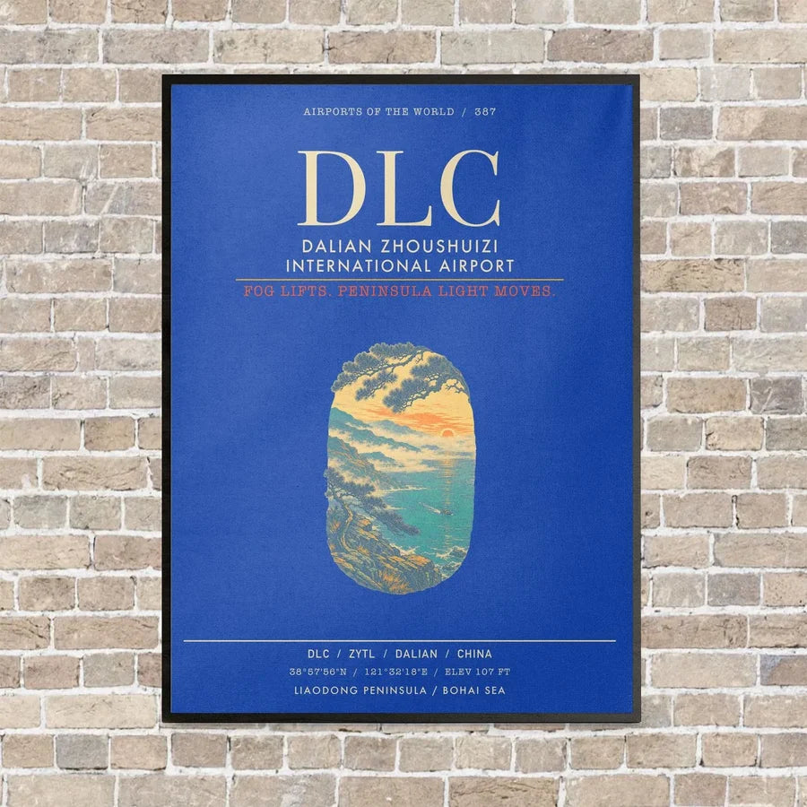 Dalian Zhoushuizi International Airport DLC - Canvas Framed - Blue